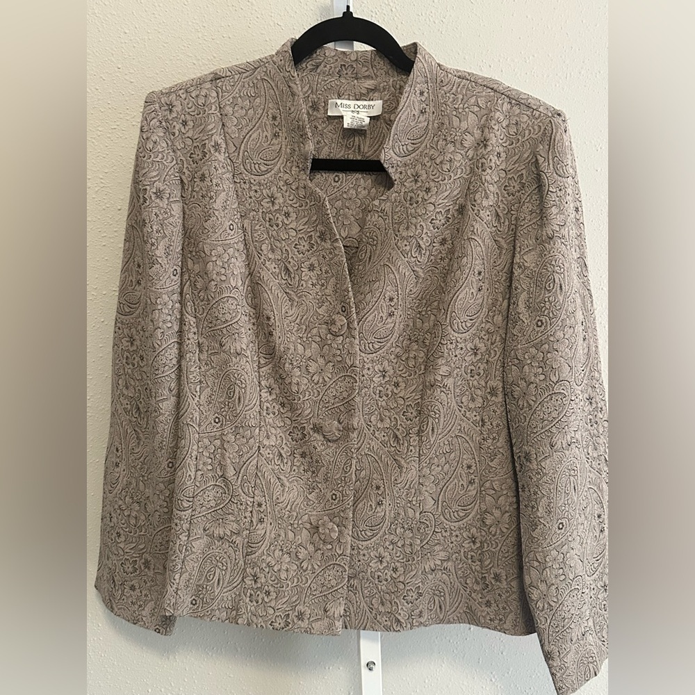 Vintage Miss Dorby size 16 taupe button down blazer jacket